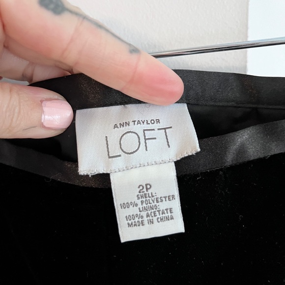 ANN TAYLOR LOFT Black Velvet Straight Leg High Waist Pants - Picture 6 of 6